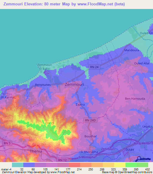 Zemmouri,Algeria Elevation Map
