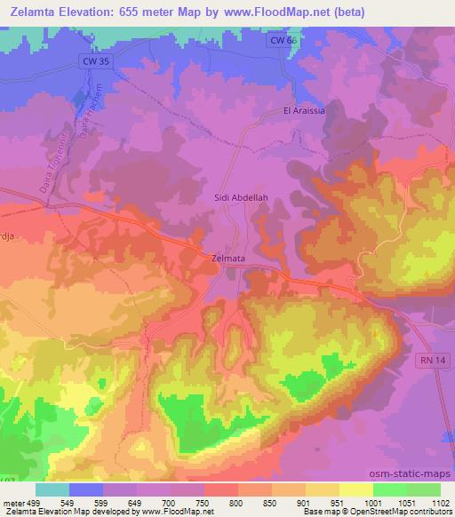 Zelamta,Algeria Elevation Map