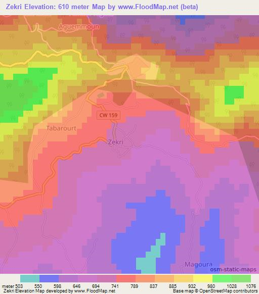 Zekri,Algeria Elevation Map