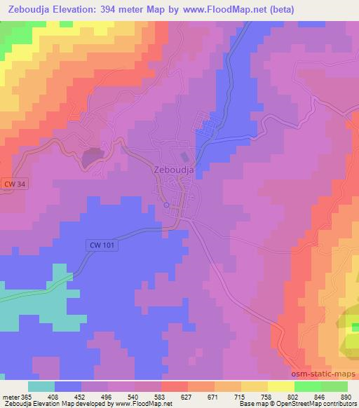 Zeboudja,Algeria Elevation Map