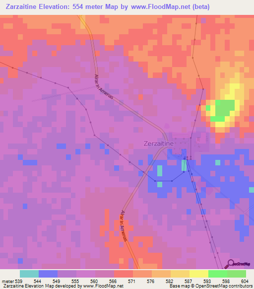 Zarzaitine,Algeria Elevation Map