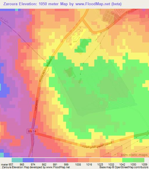 Zaroura,Algeria Elevation Map