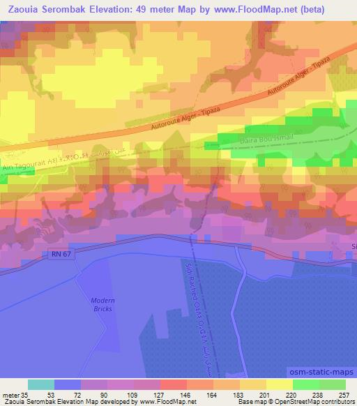 Zaouia Serombak,Algeria Elevation Map