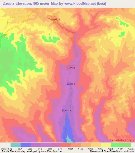 Zaouia,Algeria Elevation Map