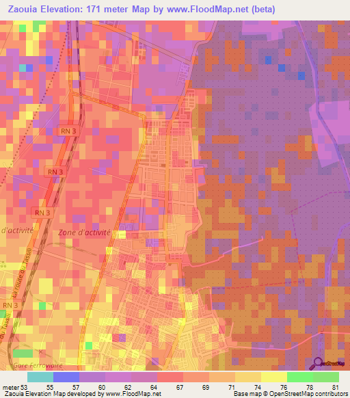 Zaouia,Algeria Elevation Map