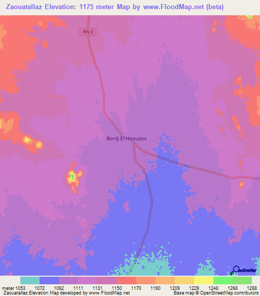 Zaouatallaz,Algeria Elevation Map