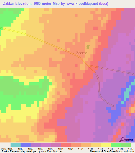 Zakkar,Algeria Elevation Map