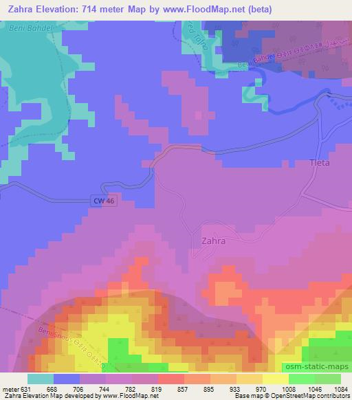 Zahra,Algeria Elevation Map