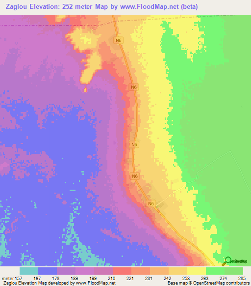 Zaglou,Algeria Elevation Map