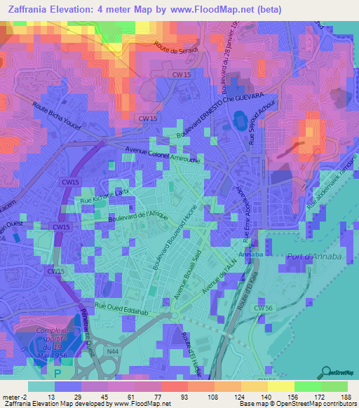 Zaffrania,Algeria Elevation Map