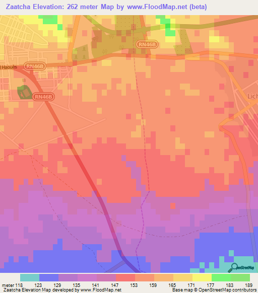 Zaatcha,Algeria Elevation Map