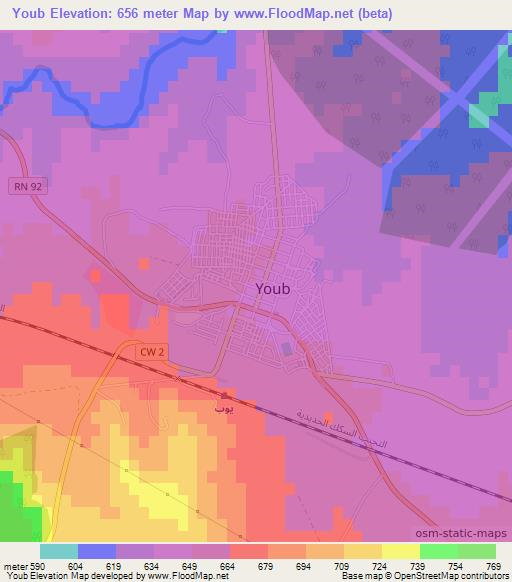 Youb,Algeria Elevation Map