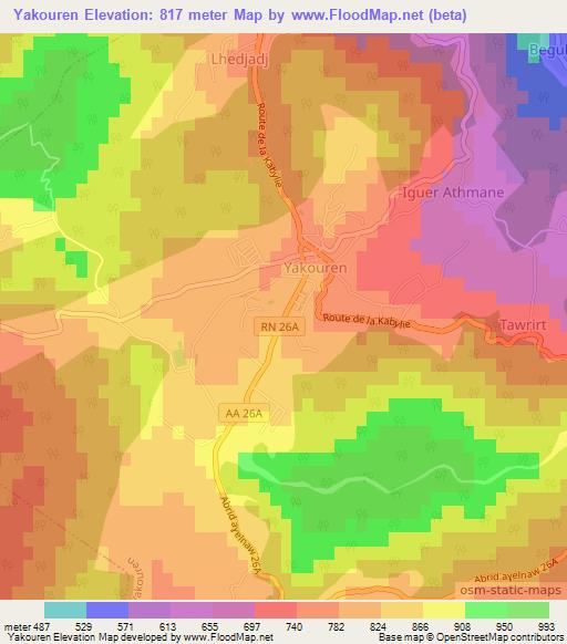 Yakouren,Algeria Elevation Map