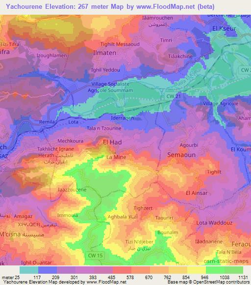 Yachourene,Algeria Elevation Map