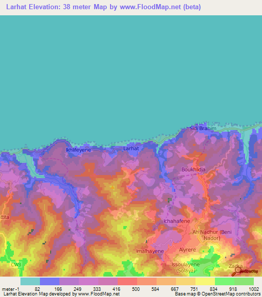 Larhat,Algeria Elevation Map