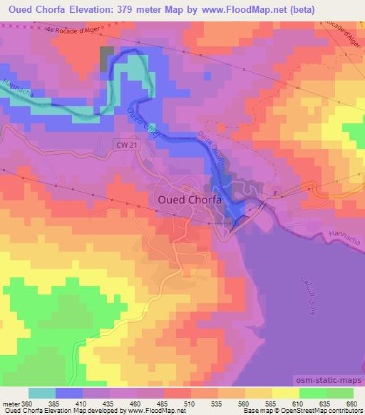 Oued Chorfa,Algeria Elevation Map