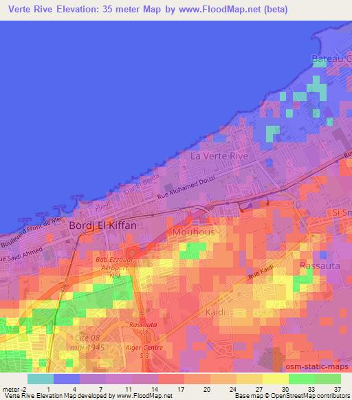 Verte Rive,Algeria Elevation Map
