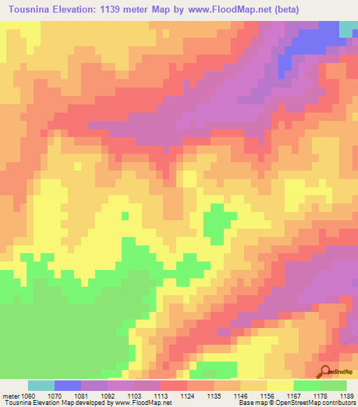 Tousnina,Algeria Elevation Map