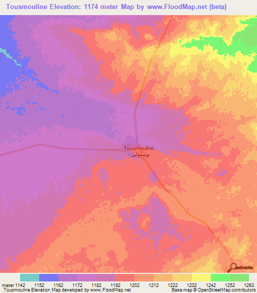 Tousmouline,Algeria Elevation Map