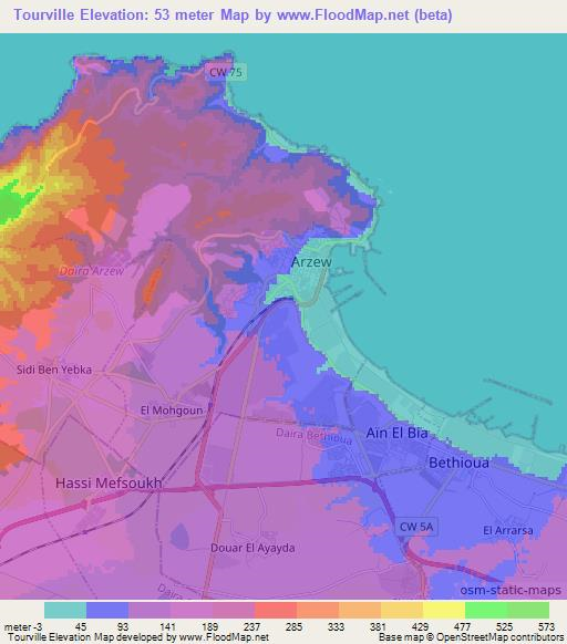 Tourville,Algeria Elevation Map