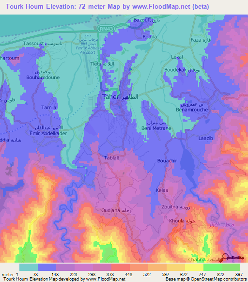Tourk Houm,Algeria Elevation Map