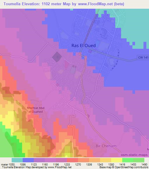 Toumella,Algeria Elevation Map
