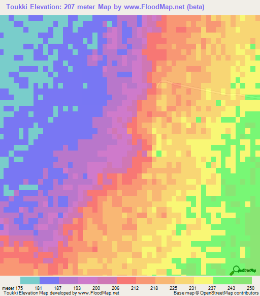 Toukki,Algeria Elevation Map
