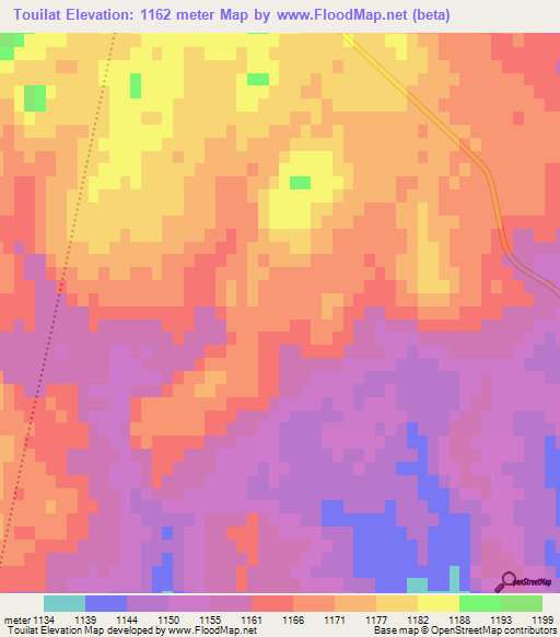 Touilat,Algeria Elevation Map