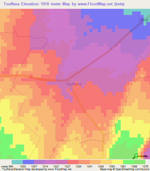 Touffana,Algeria Elevation Map