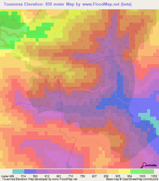 Touennsa,Algeria Elevation Map