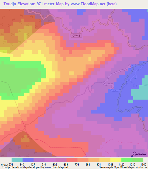 Toudja,Algeria Elevation Map