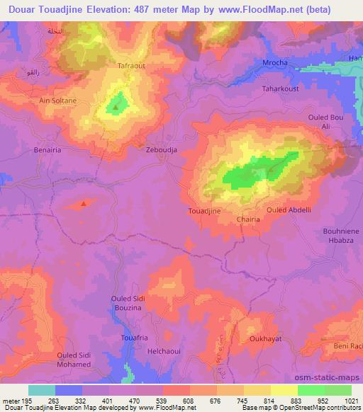 Douar Touadjine,Algeria Elevation Map