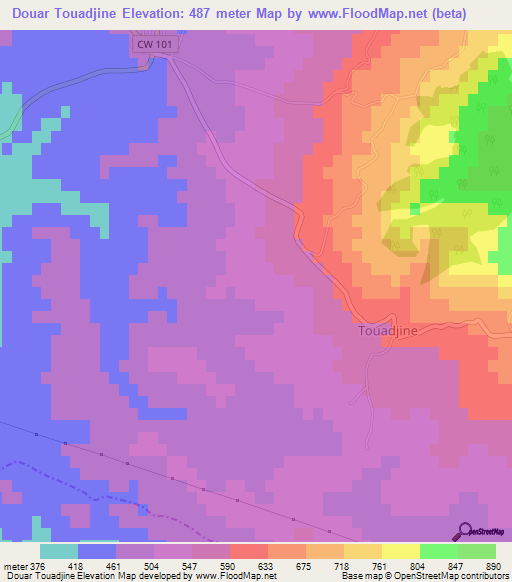 Douar Touadjine,Algeria Elevation Map