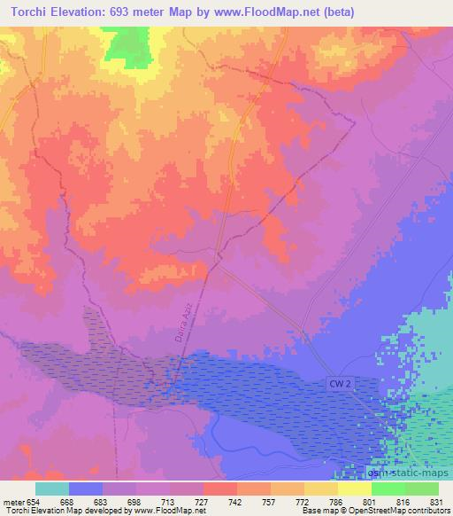 Torchi,Algeria Elevation Map