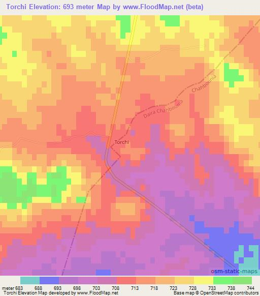 Torchi,Algeria Elevation Map