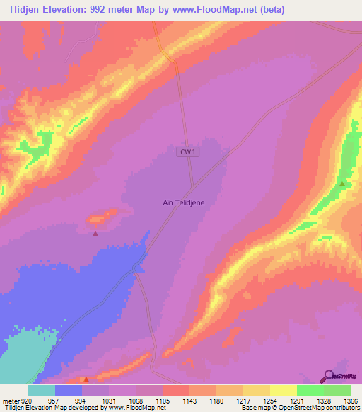 Tlidjen,Algeria Elevation Map