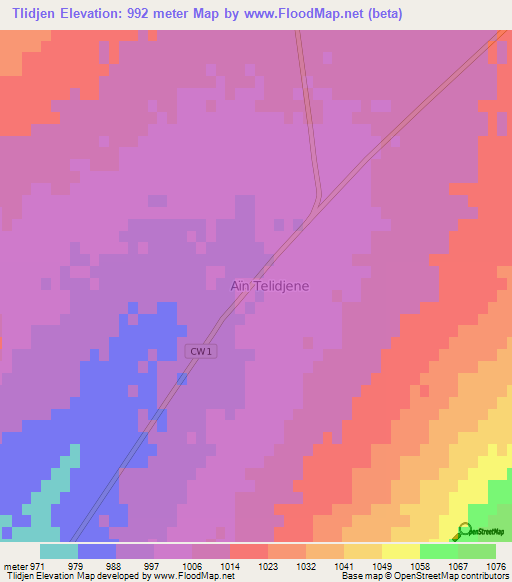 Tlidjen,Algeria Elevation Map