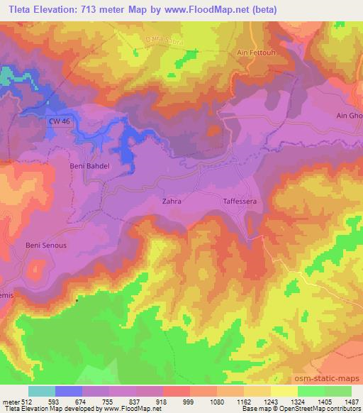 Tleta,Algeria Elevation Map