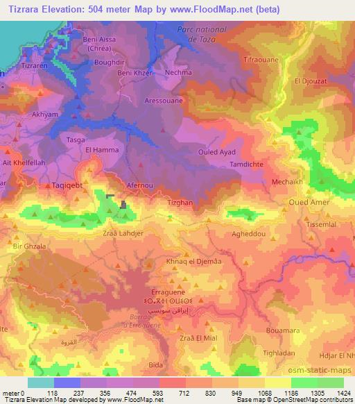 Tizrara,Algeria Elevation Map
