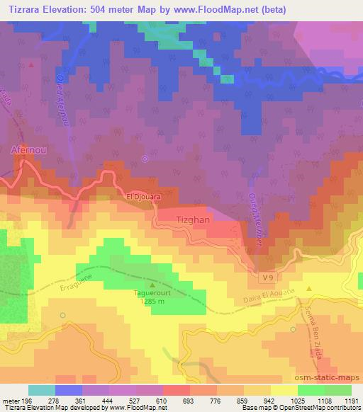 Tizrara,Algeria Elevation Map