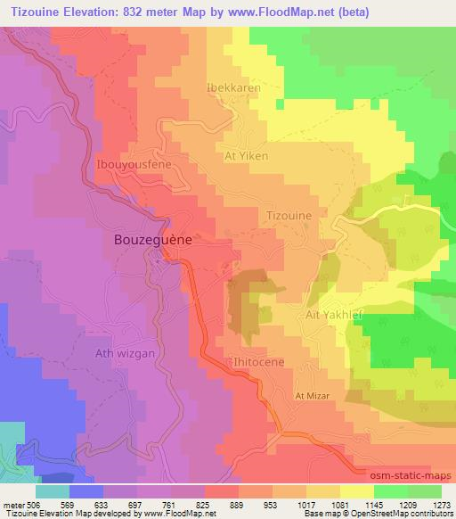 Tizouine,Algeria Elevation Map