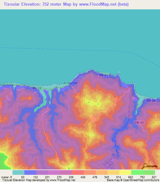 Tizouiar,Algeria Elevation Map