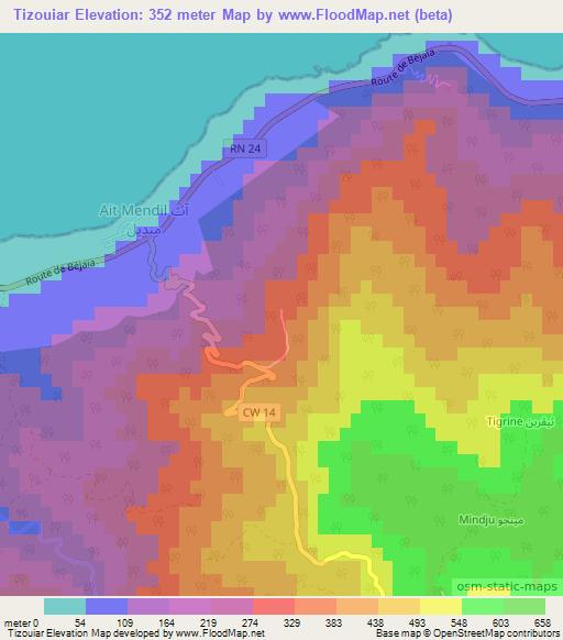 Tizouiar,Algeria Elevation Map