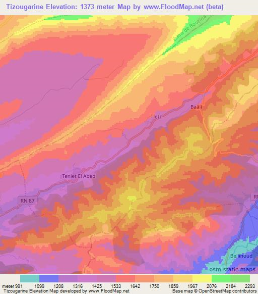 Tizougarine,Algeria Elevation Map