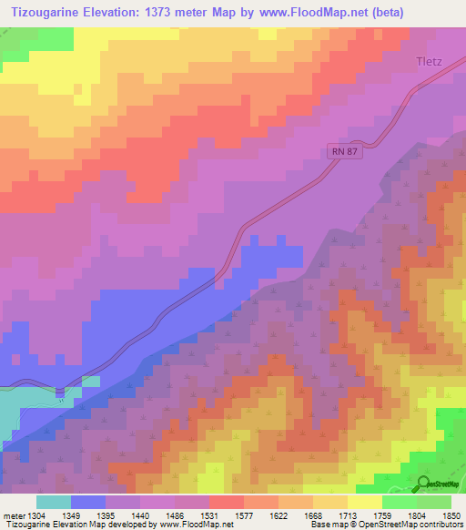 Tizougarine,Algeria Elevation Map