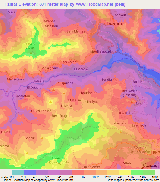 Tizmat,Algeria Elevation Map
