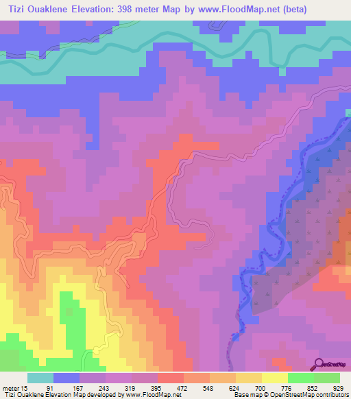 Tizi Ouaklene,Algeria Elevation Map