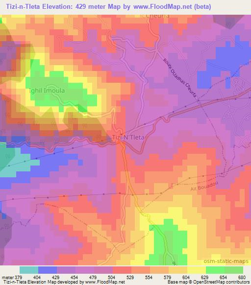 Tizi-n-Tleta,Algeria Elevation Map