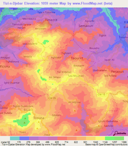 Tizi-n-Djebar,Algeria Elevation Map