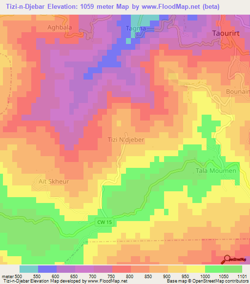 Tizi-n-Djebar,Algeria Elevation Map
